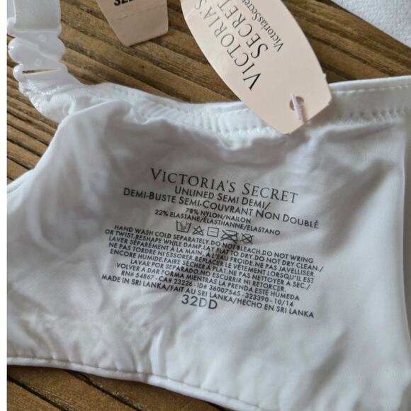 Victoria's Secret Unlined Demi white Satin Smooth Bra sz 32DD New - Picture 4 of 4